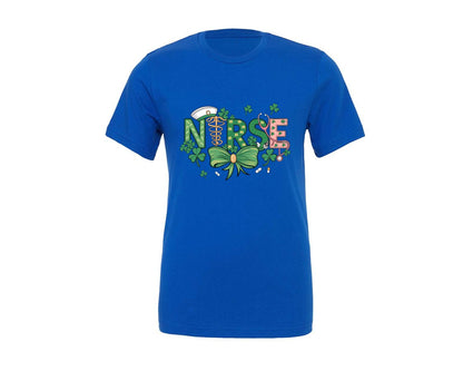 brand:Generic|color:True Royal Blue|St Patricks Day Nurse Lucky Nurse 6 Graphic T-Shirt