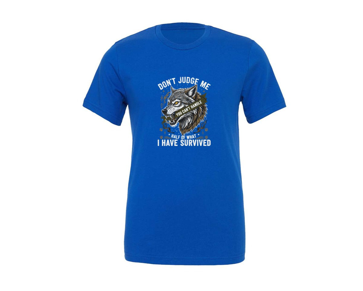 brand:Generic|color:True Royal Blue|Wolf Dont Judge Me Quote T Shirt Graphic T-Shirt