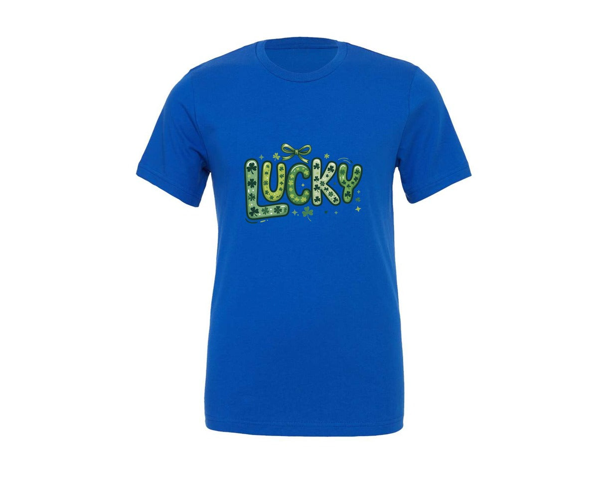brand:Generic|color:True Royal Blue|Preppy St Patricks Day Retro Lucky Graphic T-Shirt