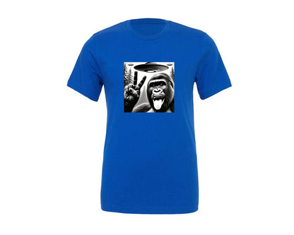 brand:Generic|color:True Royal Blue|Sasquatch Bigfoot Selfie With Ufo Alien Graphic T-Shirt