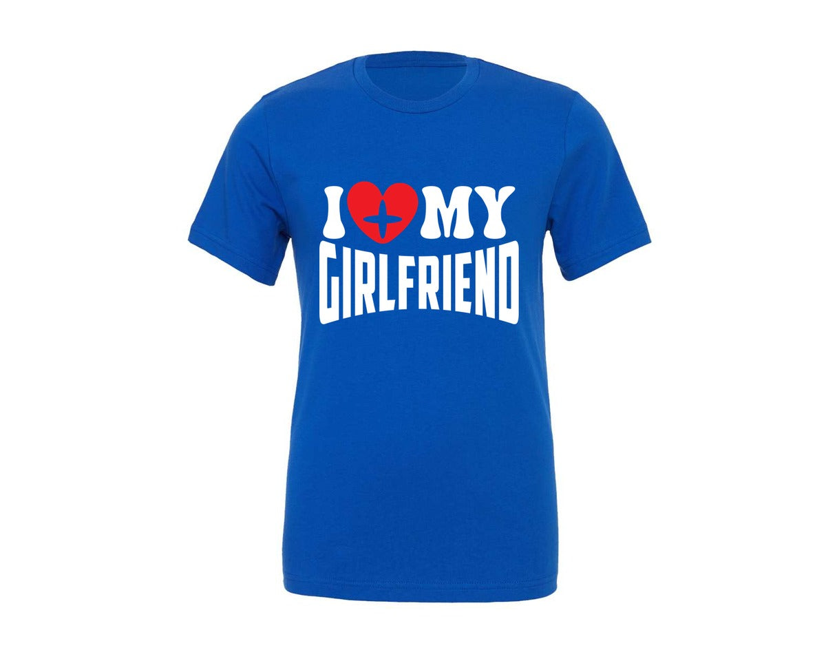 brand:Generic|color:True Royal Blue|I Lovemy Girlfriend Vector Tshirt Design Graphic T-Shirt