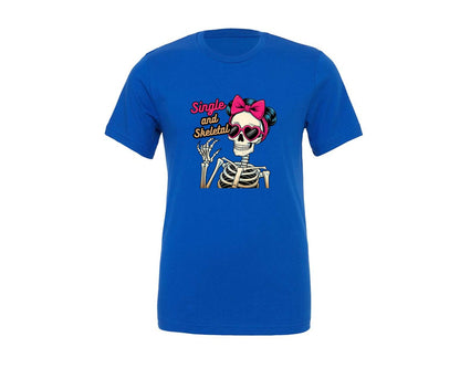 brand:Generic|color:True Royal Blue|Anti Valentines Day Skeleton Graphic T-Shirt