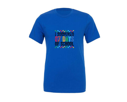 brand:Generic|color:True Royal Blue|I Survived 67 Days Of School 19 Graphic T-Shirt