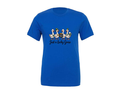 brand:Generic|color:True Royal Blue|Just A Lucky Goose Cute Lucky Goose Graphic T-Shirt