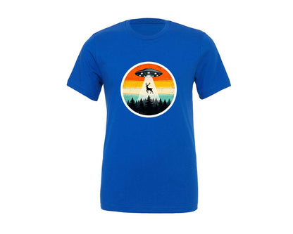 brand:Generic|color:True Royal Blue|Ufo Abduction Deer T Shirt Design Graphic T-Shirt
