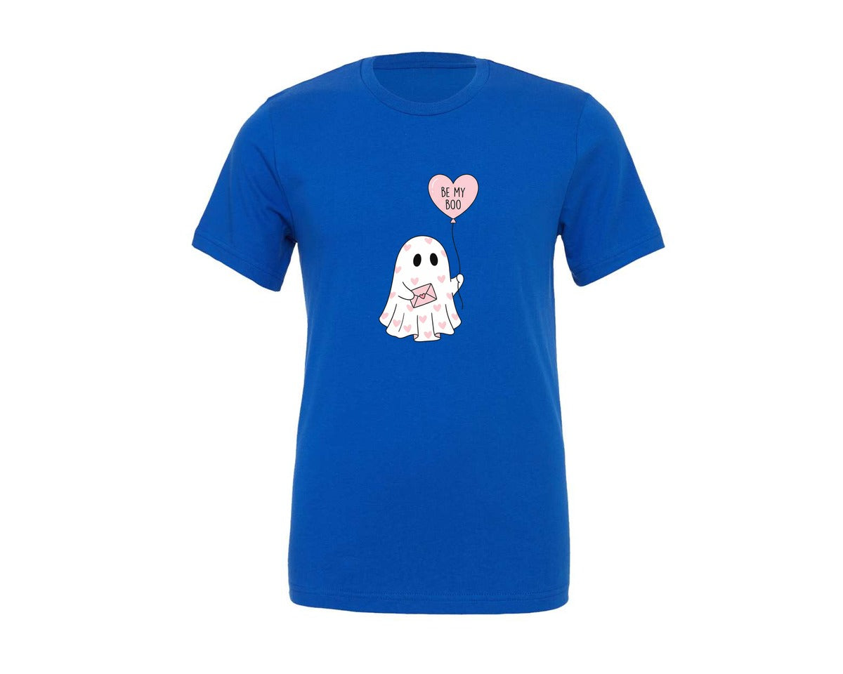 brand:Generic|color:True Royal Blue|Bee My Boo Cute Ghost Valentine Graphic T-Shirt