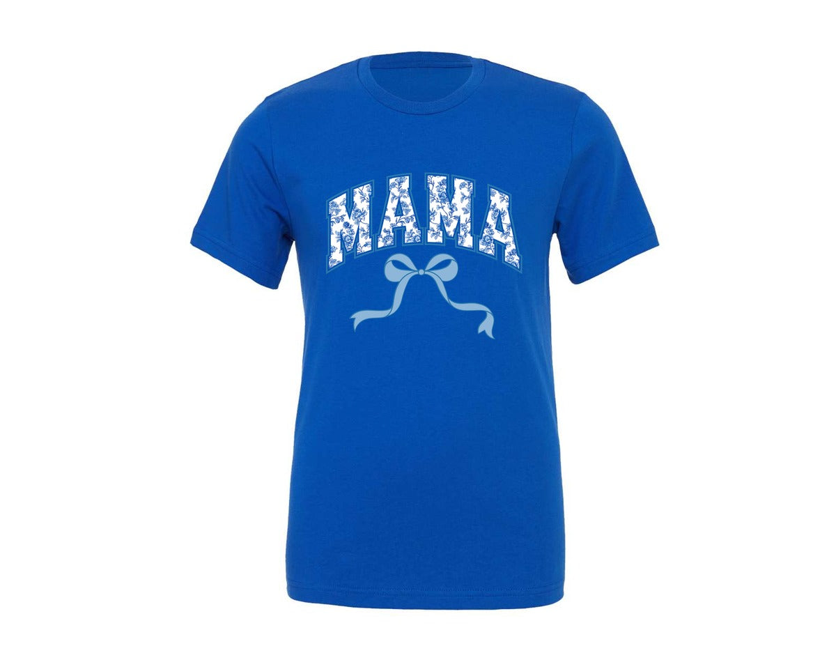 brand:Generic|color:True Royal Blue|Mama Chinoiserie Coquette Bow Graphic T-Shirt