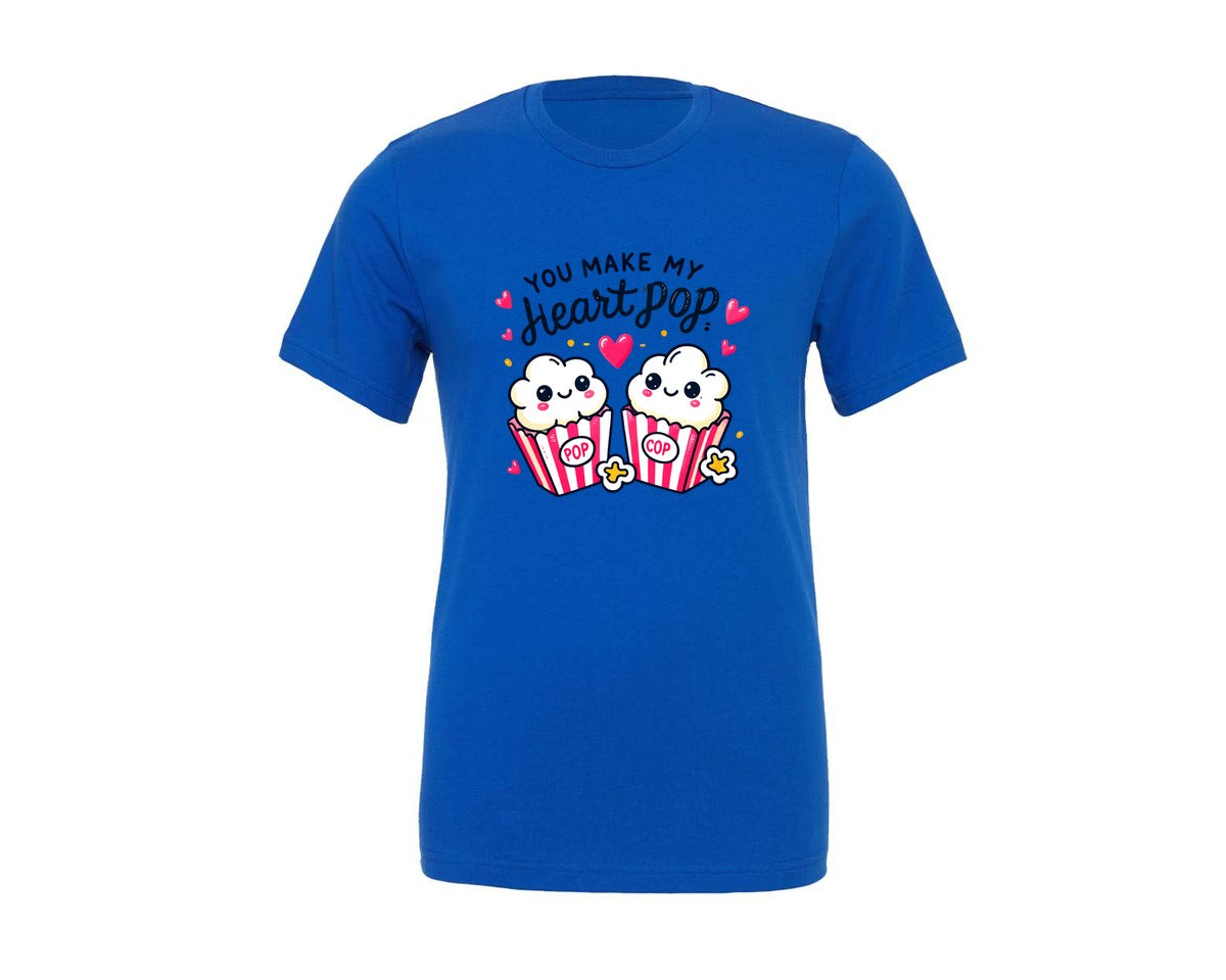 brand:Generic|color:True Royal Blue|You Make My Heart Pop Valentine 9 Graphic T-Shirt