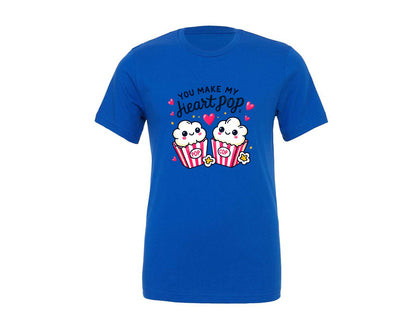 brand:Generic|color:True Royal Blue|You Make My Heart Pop Valentine 9 Graphic T-Shirt