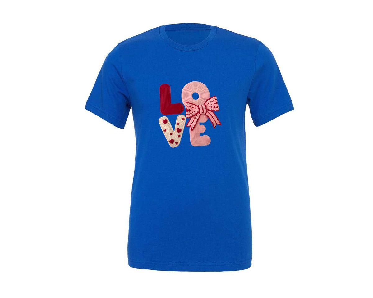 brand:Generic|color:True Royal Blue|Faux Yarn Valentine Love Valentine 2 Graphic T-Shirt