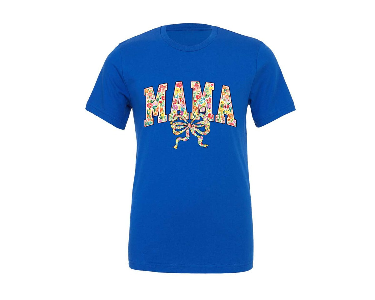 brand:Generic|color:True Royal Blue|Spring Mama Coquette Retro Varsity Graphic T-Shirt