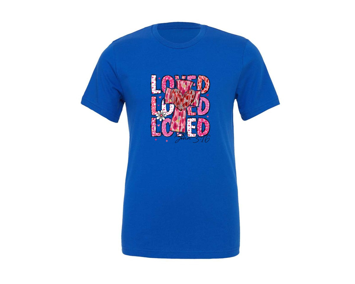 brand:Generic|color:True Royal Blue|Loved John 316 Graphic T-Shirt