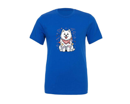 brand:Generic|color:True Royal Blue|Valentine Samoyed Graphic T-Shirt