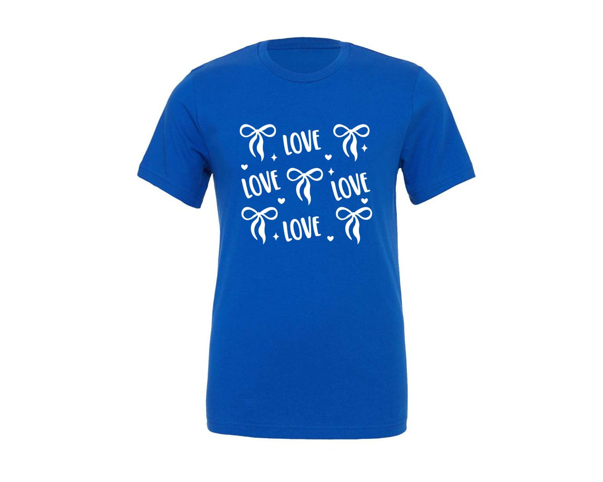 brand:Generic|color:True Royal Blue|Love Bow Valentines Day Graphic T-Shirt
