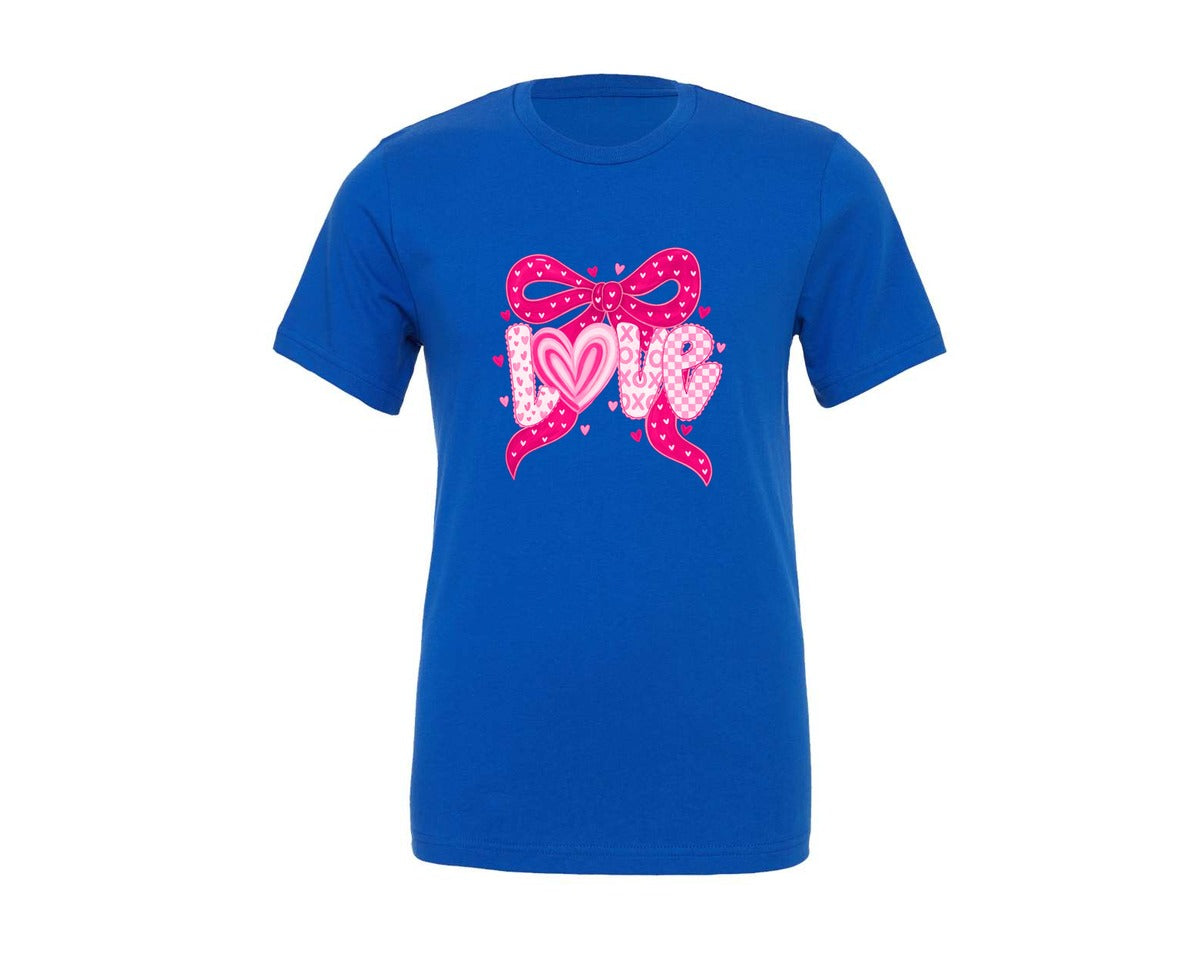 brand:Generic|color:True Royal Blue|Coquette Pink Love Valentines Day Graphic T-Shirt