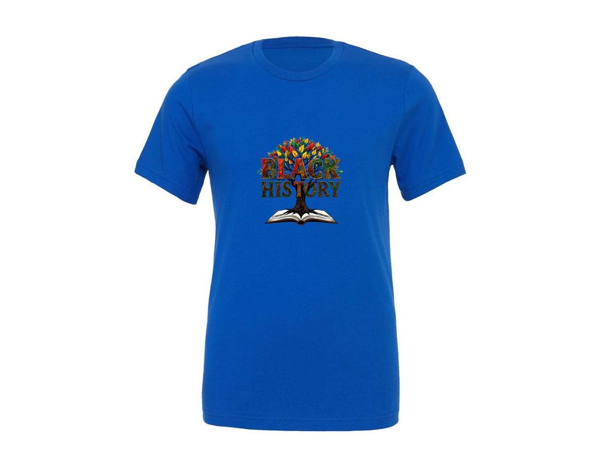 brand:Generic|color:True Royal Blue|Black History Month Tree Of Knowledge Graphic T-Shirt