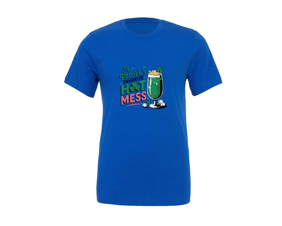 brand:Generic|color:True Royal Blue|St Patricks Favorite Hot Mess 4 Graphic T-Shirt