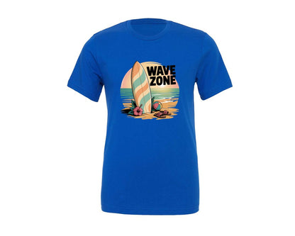 brand:Generic|color:True Royal Blue|Wave Zone Surfboard Beach Graphic T-Shirt