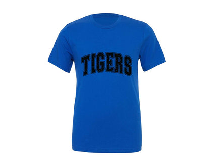 brand:Generic|color:True Royal Blue|Retro Tigers Distressed Varsity Tiger Graphic T-Shirt