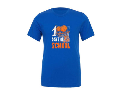 brand:Generic|color:True Royal Blue|100 Days Of School Basketball T Shirt 2 Graphic T-Shirt