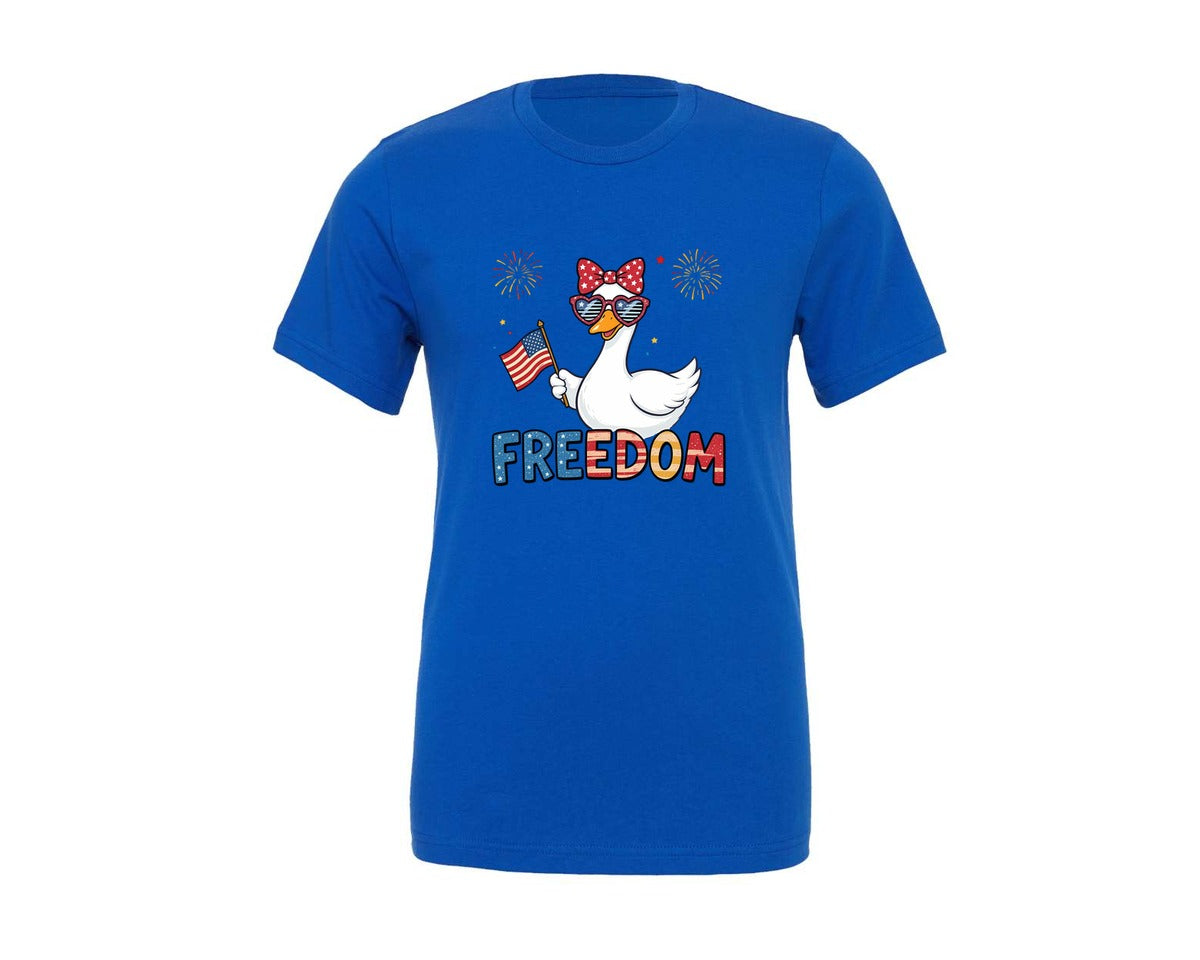brand:Generic|color:True Royal Blue|Patriotic Goose Freedom Bird Graphic T-Shirt