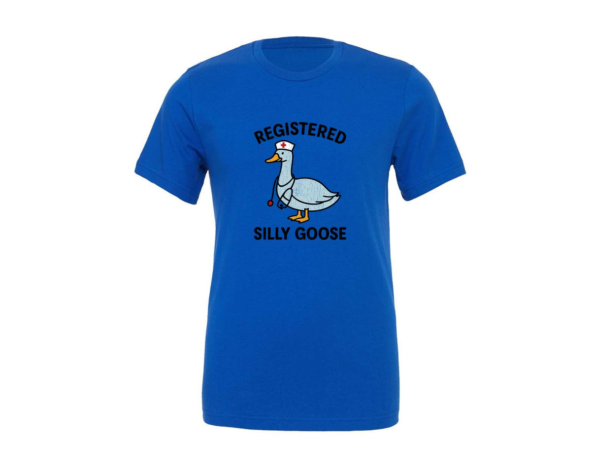 brand:Generic|color:True Royal Blue|Registered Silly Goose Funny Nurse Life Graphic T-Shirt