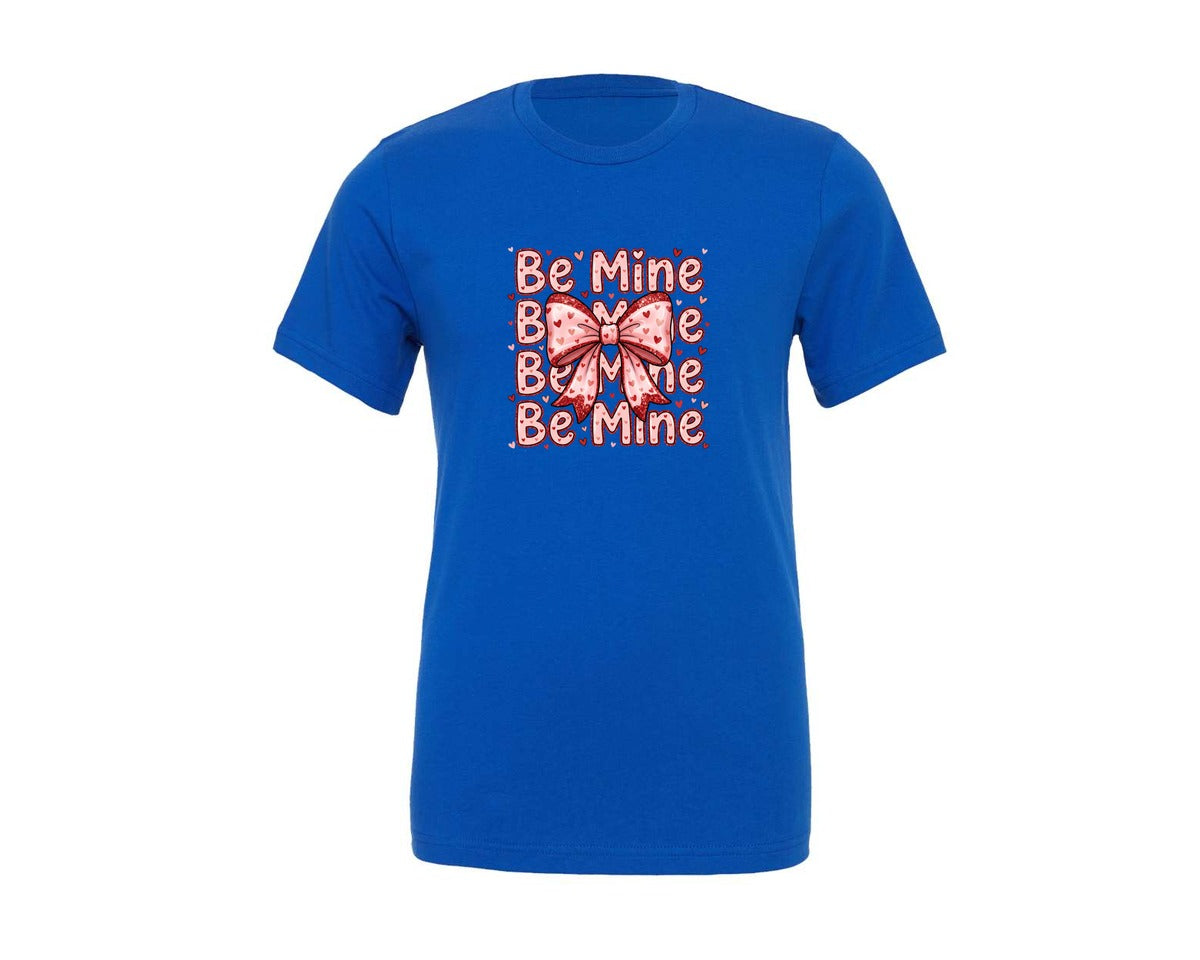 brand:Generic|color:True Royal Blue|Be Mine Valentine Pngcoquette Bow Vday Graphic T-Shirt
