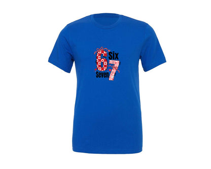 brand:Generic|color:True Royal Blue|Valentine Six Seven Viral Valentine Graphic T-Shirt