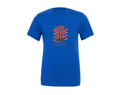 brand:Generic|color:True Royal Blue|God Bless The Usa Patriotic Coquett Graphic T-Shirt