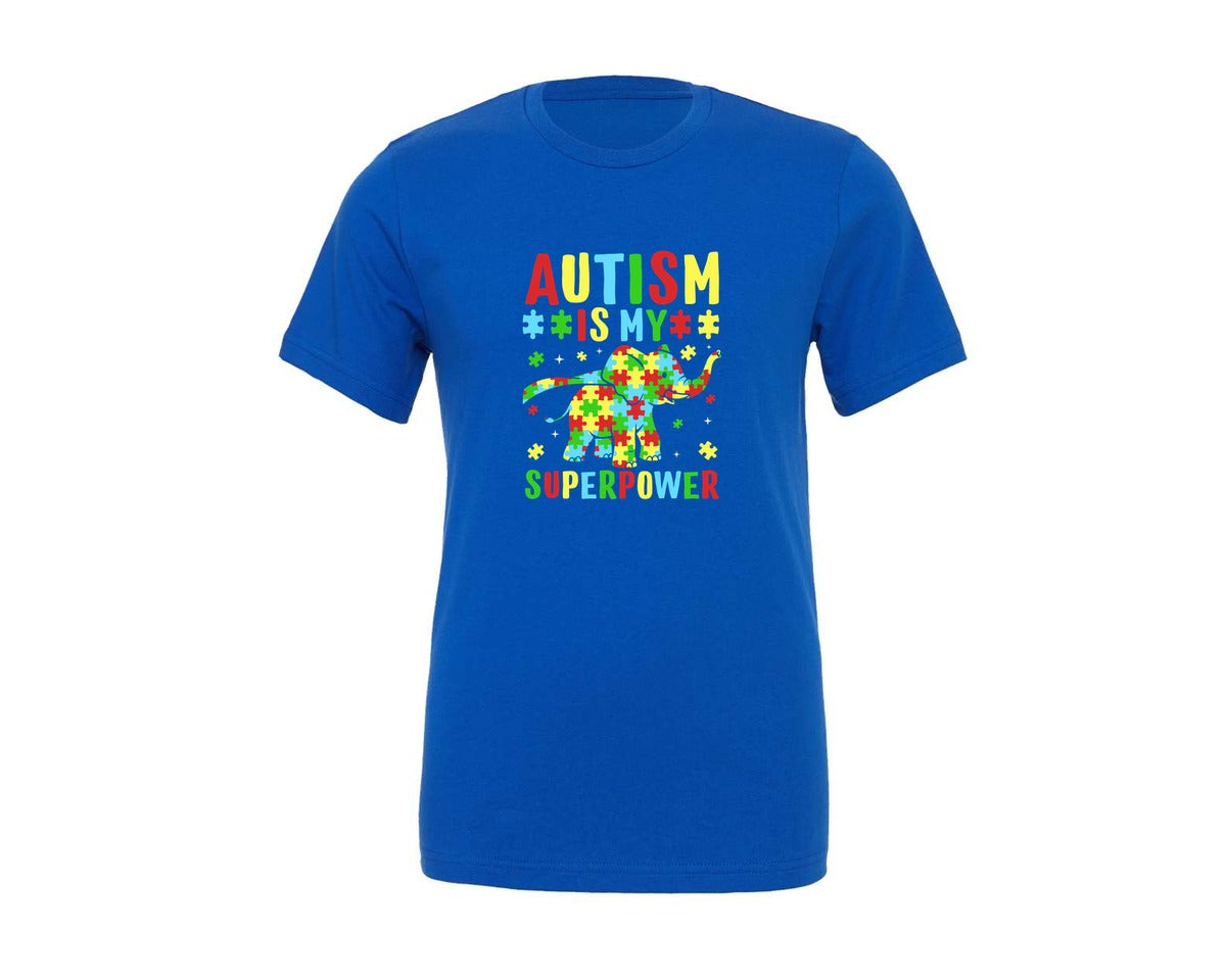 brand:Generic|color:True Royal Blue|Autism Is My Superpower T Shirt 2 Graphic T-Shirt