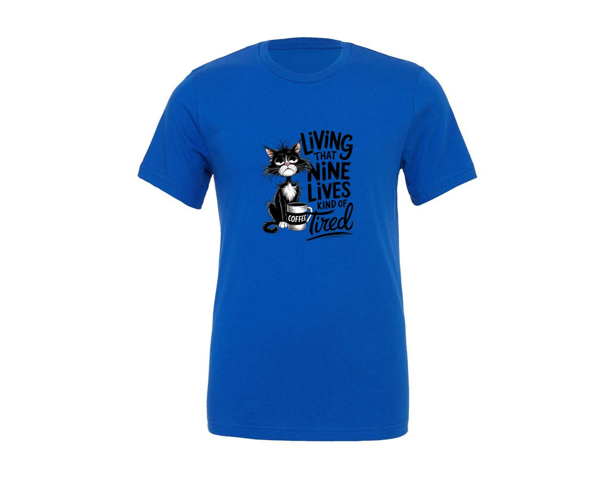 brand:Generic|color:True Royal Blue|Funny Cat Sarcastic Sassy Adult Tired 5 Graphic T-Shirt
