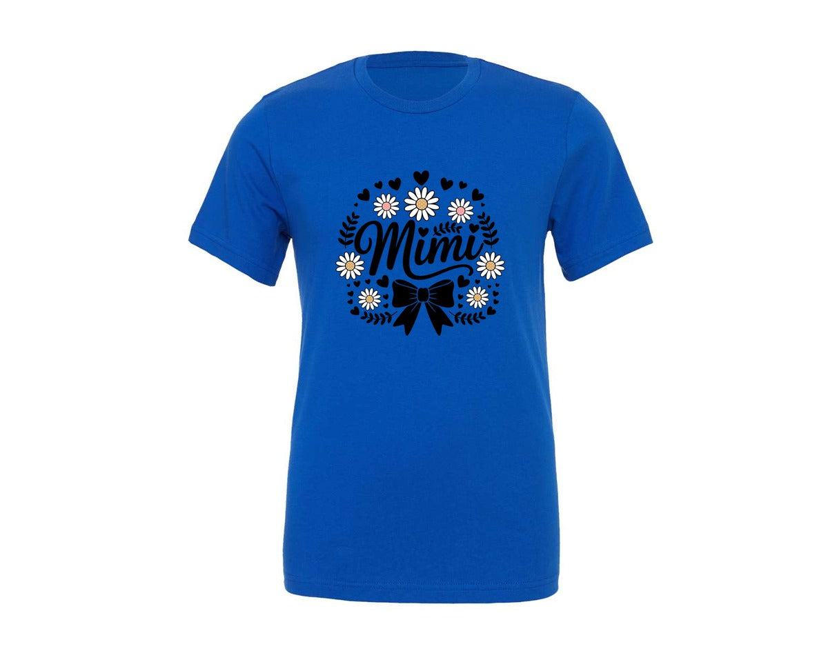 brand:Generic|color:True Royal Blue|Mimi Daisy Flowers Bow Hearts Graphic T-Shirt