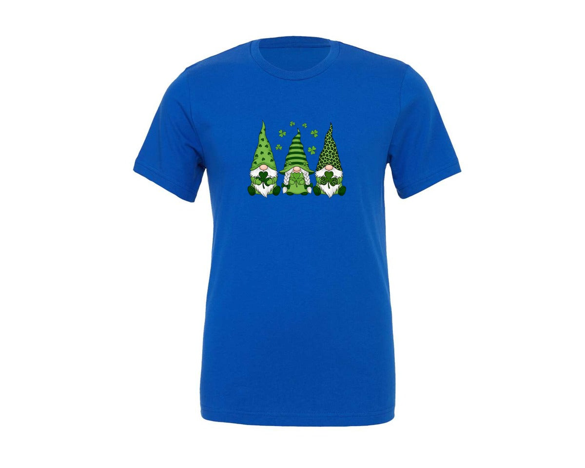brand:Generic|color:True Royal Blue|St Patrick Gnome Trio Lucky Shamrock Graphic T-Shirt