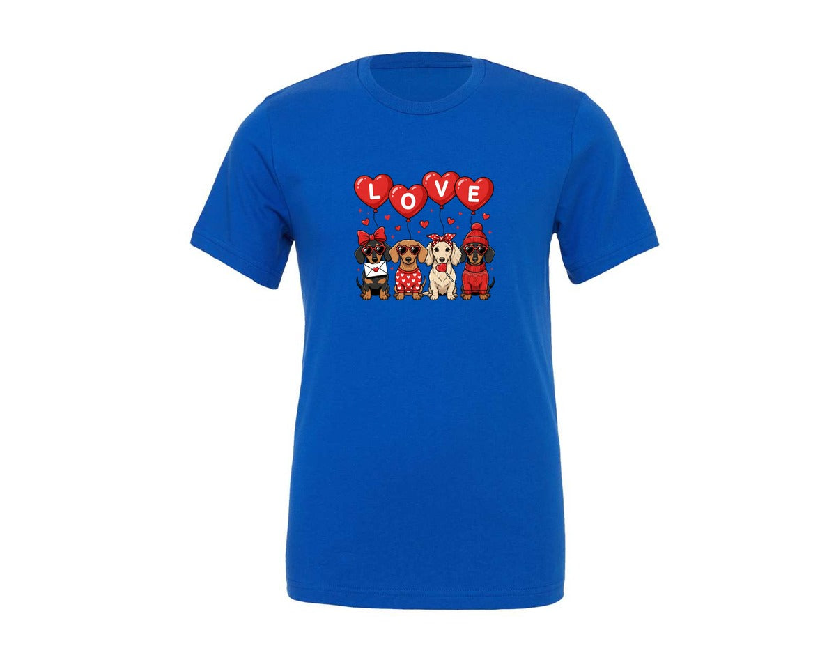 brand:Generic|color:True Royal Blue|Valentine Dog Graphic T-Shirt