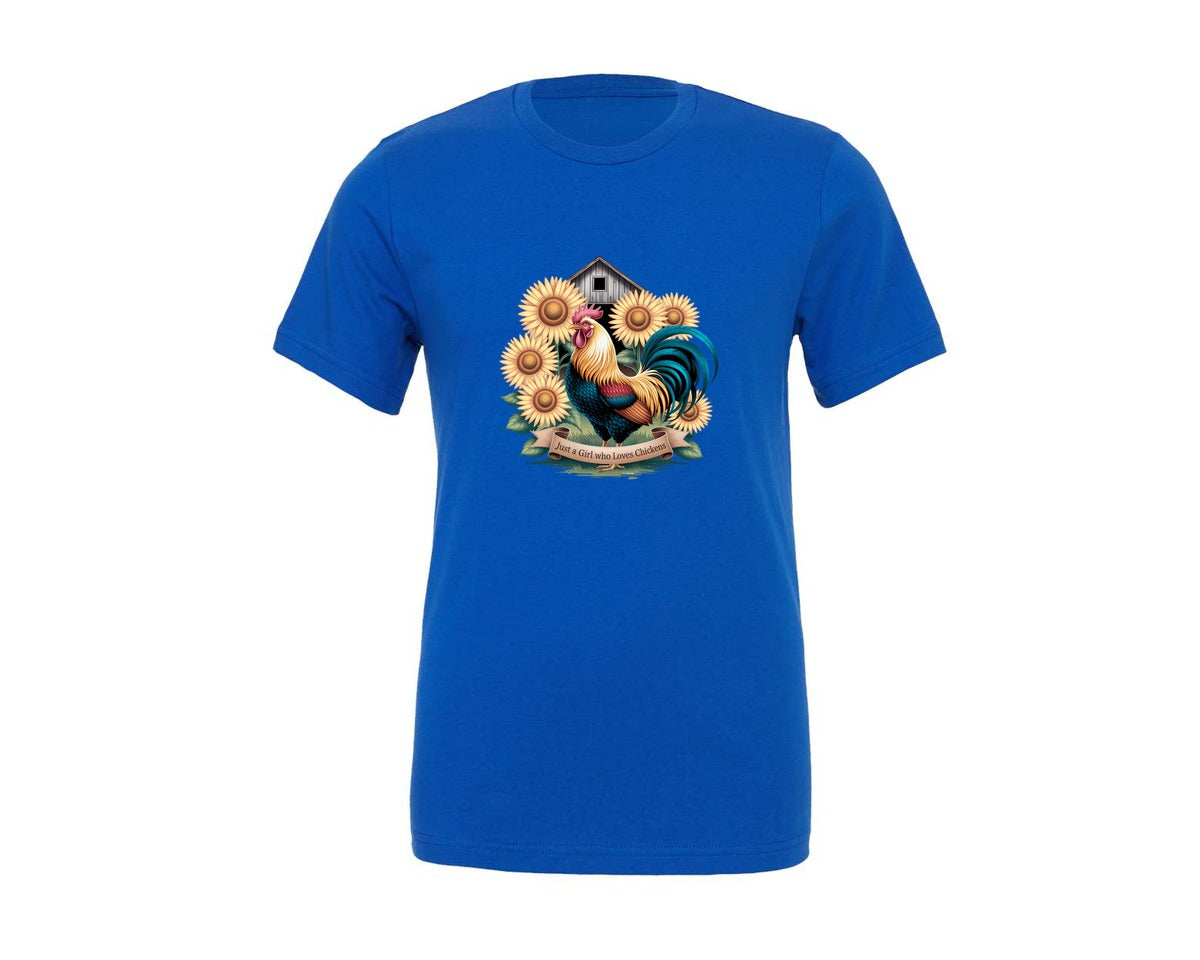 brand:Generic|color:True Royal Blue|Just A Girl Who Loves Chickens 11 Graphic T-Shirt
