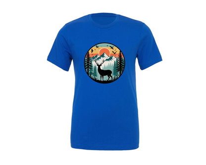 brand:Generic|color:True Royal Blue|Deer Sunset Vector Graphic T-Shirt