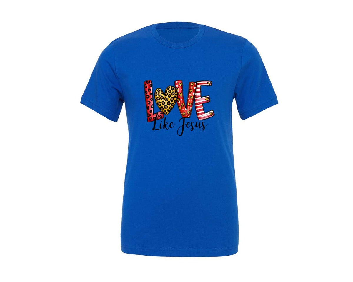brand:Generic|color:True Royal Blue|Love Like Jesus Vintage 3 Graphic T-Shirt