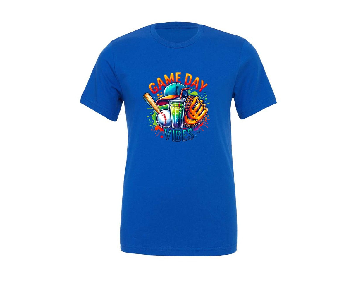 brand:Generic|color:True Royal Blue|Baseball Game Day Vibes 2 Graphic T-Shirt
