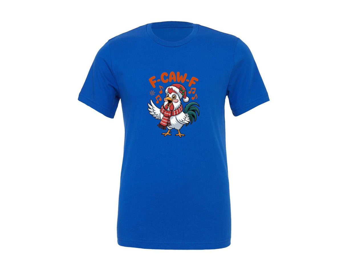 brand:Generic|color:True Royal Blue|Funny Christmas Chicken F Caw F 2 Graphic T-Shirt