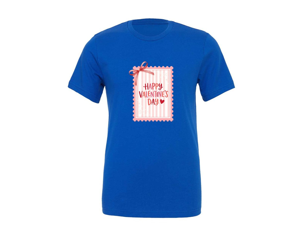 brand:Generic|color:True Royal Blue|Happy Valentines Day Stamp Coquette Graphic T-Shirt