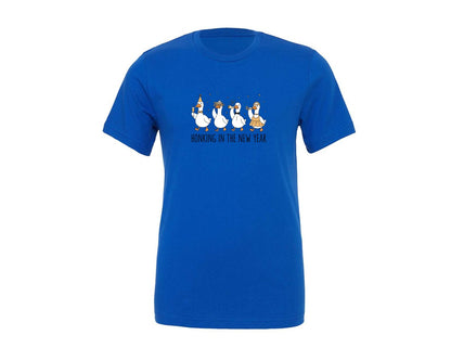 brand:Generic|color:True Royal Blue|Honking In The New Year 2026 Goose Graphic T-Shirt