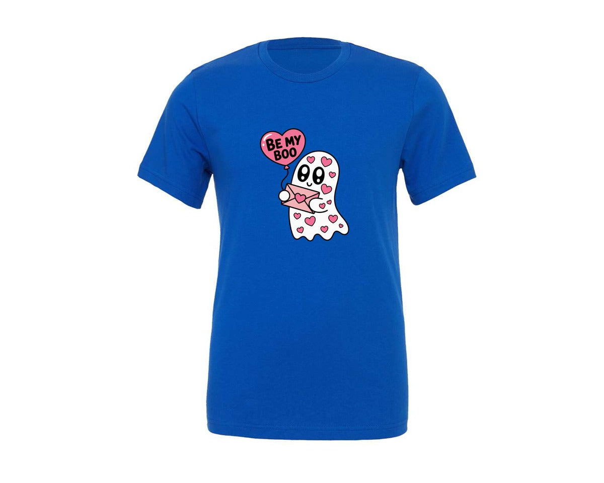 brand:Generic|color:True Royal Blue|Cute Valentine Ghost Be My Boo Graphic T-Shirt