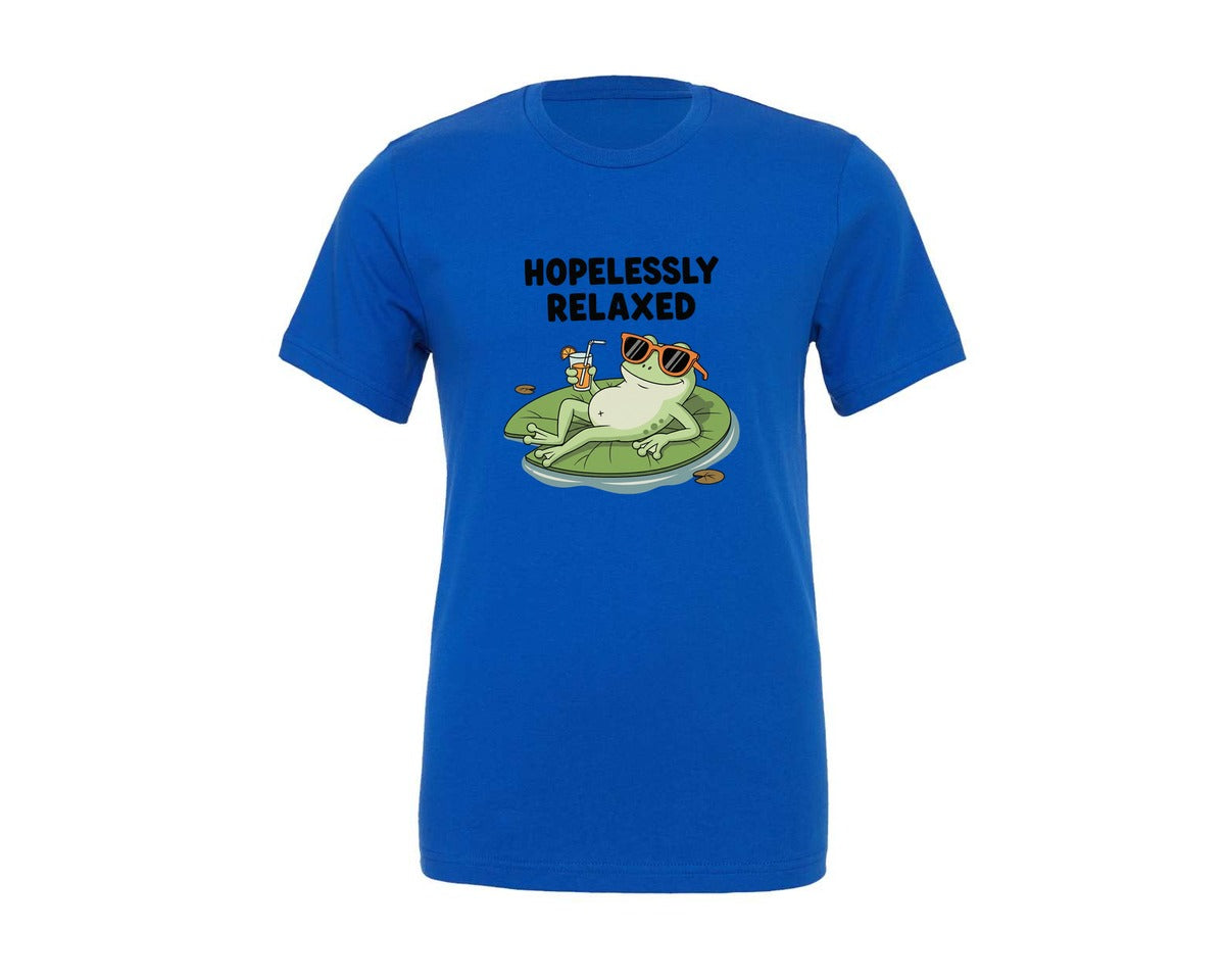 brand:Generic|color:True Royal Blue|Funny Frog Hopelessly Relaxed 4 Graphic T-Shirt