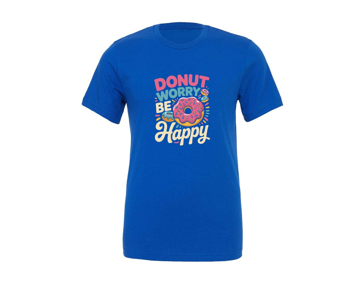 brand:Generic|color:True Royal Blue|Donut Worry Be Happy 29 Graphic T-Shirt