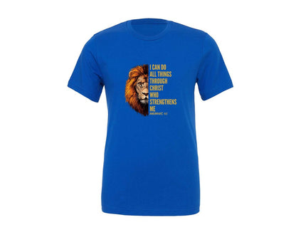 brand:Generic|color:True Royal Blue|I Can Do All Things Through Christ 19 Graphic T-Shirt