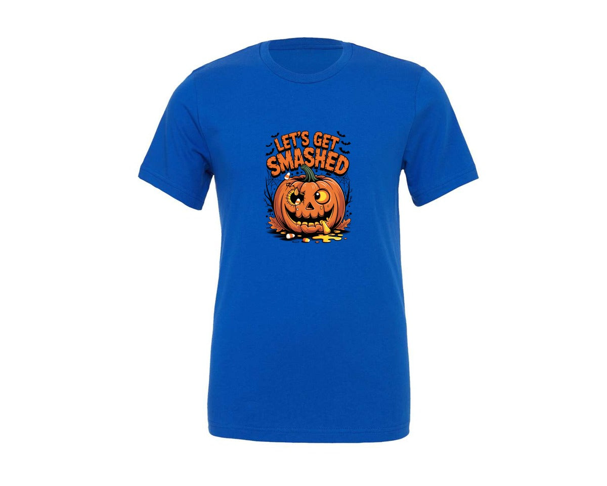 brand:Generic|color:True Royal Blue|Lets Get Smashed Pumpkin Shirt Graphic T-Shirt
