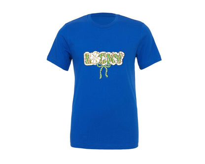 brand:Generic|color:True Royal Blue|Lucky Clover Bow Preppy St Patricks Graphic T-Shirt