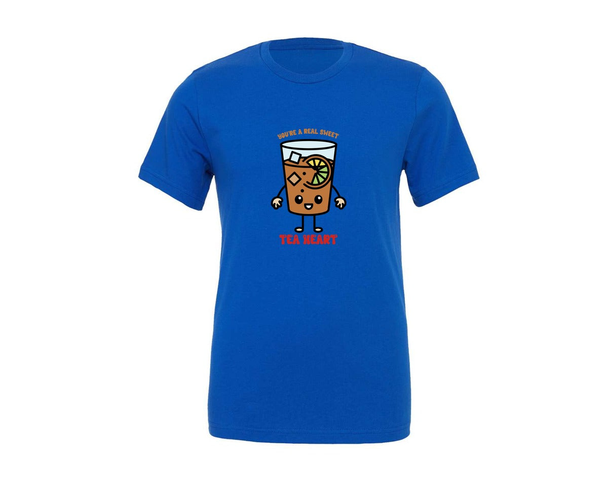 brand:Generic|color:True Royal Blue|Youre A Real Sweet Tea Heart Cute Pun Graphic T-Shirt