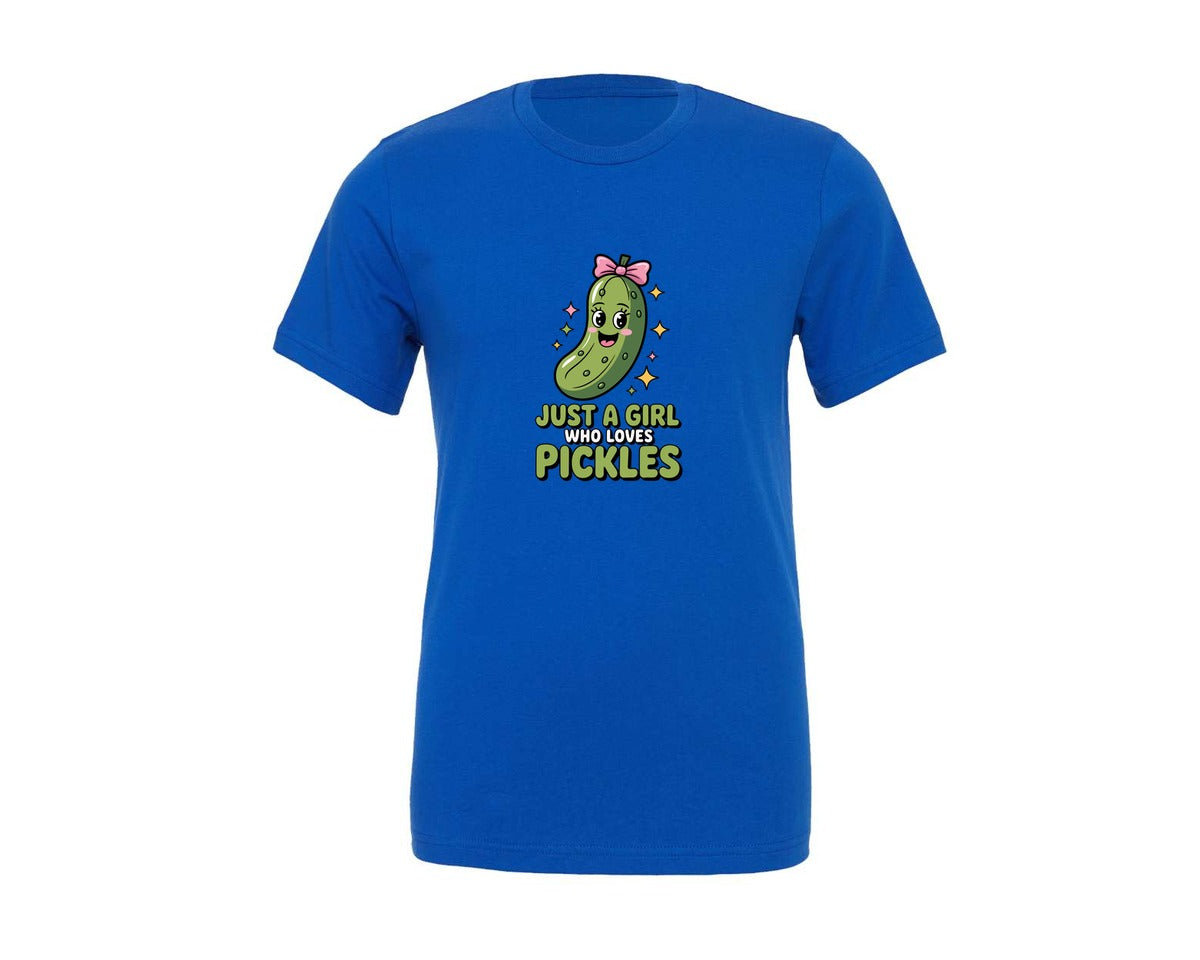 brand:Generic|color:True Royal Blue|Just A Girl Who Loves Pickles Tshirt Graphic T-Shirt