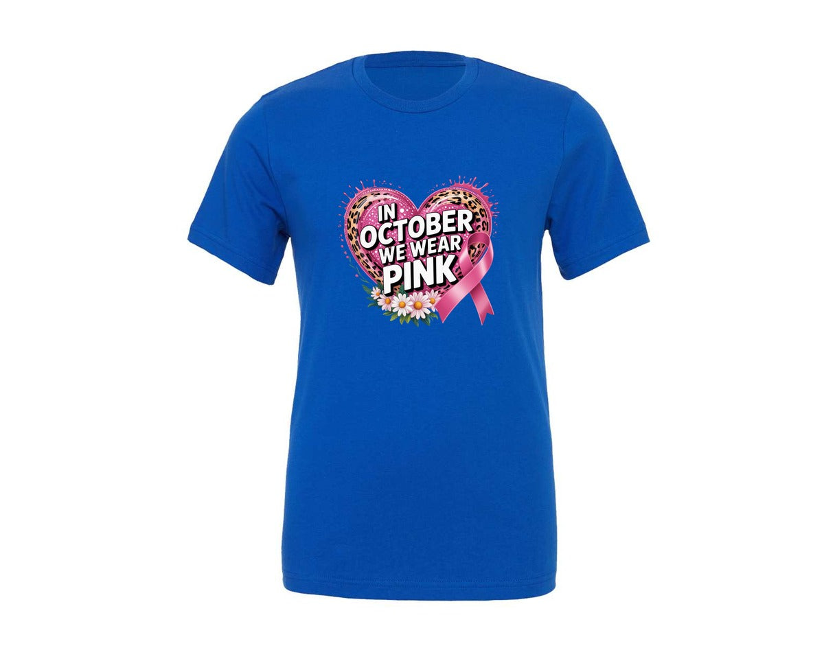 brand:Generic|color:True Royal Blue|Breast Cancer Awareness Heart 2 Graphic T-Shirt